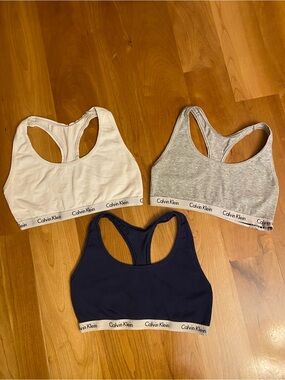 (3) Calvin Klein Women's Bralettes - Navy/Gray/White
